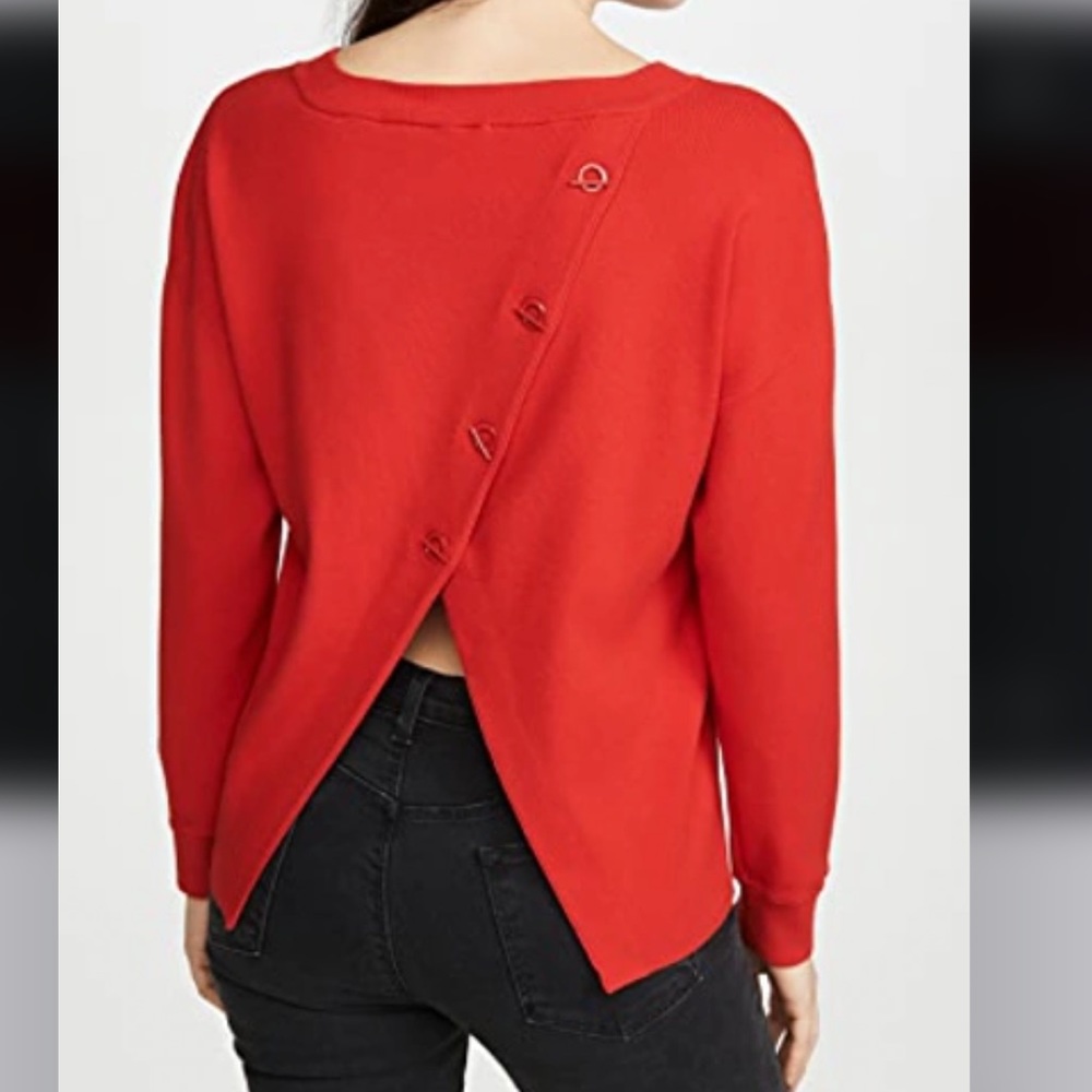 Alice + Olivia Ruela Red Split Back Sweater - image 1
